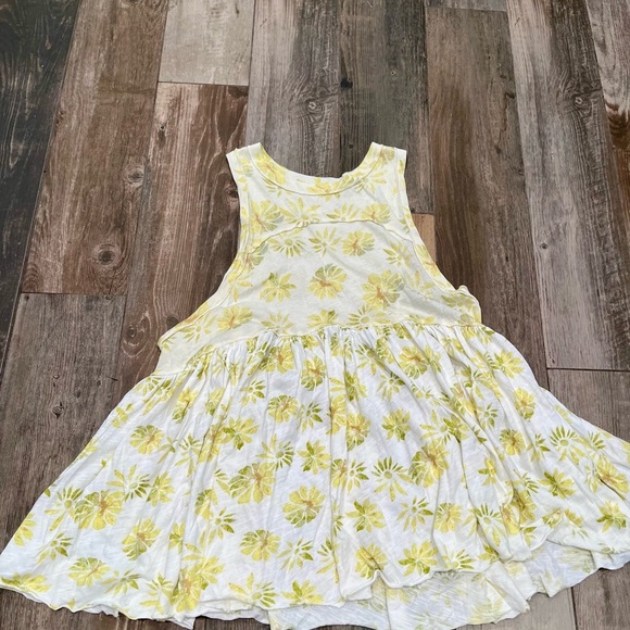 Free People Madison Floral Print Tunic Tank Top White Yellow Size Small XS - Picture 2 of 5